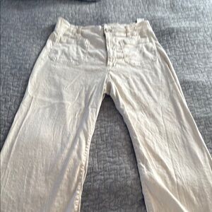 Anthropologie Maeve Stylish Cream linen blend Colette pants.